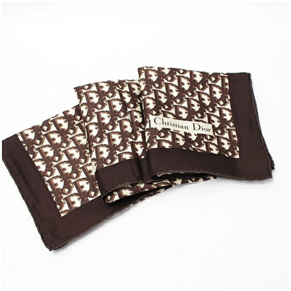 クリスチャンディオール スカーフ トロッター柄 ベージュ ブラウン