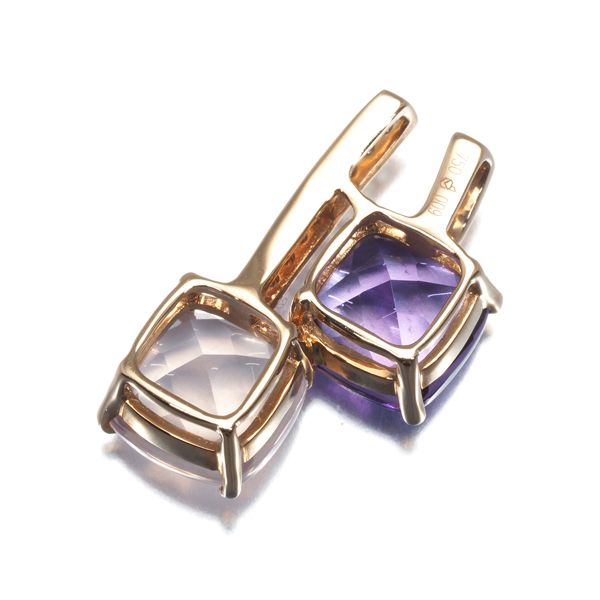 アメジスト ローズクォーツ ダイヤ ダイヤモンド 0.09ct ペンダント