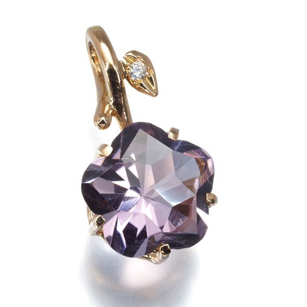 アメジスト ダイヤ ダイヤモンド ペンダントトップ K18PG #185448