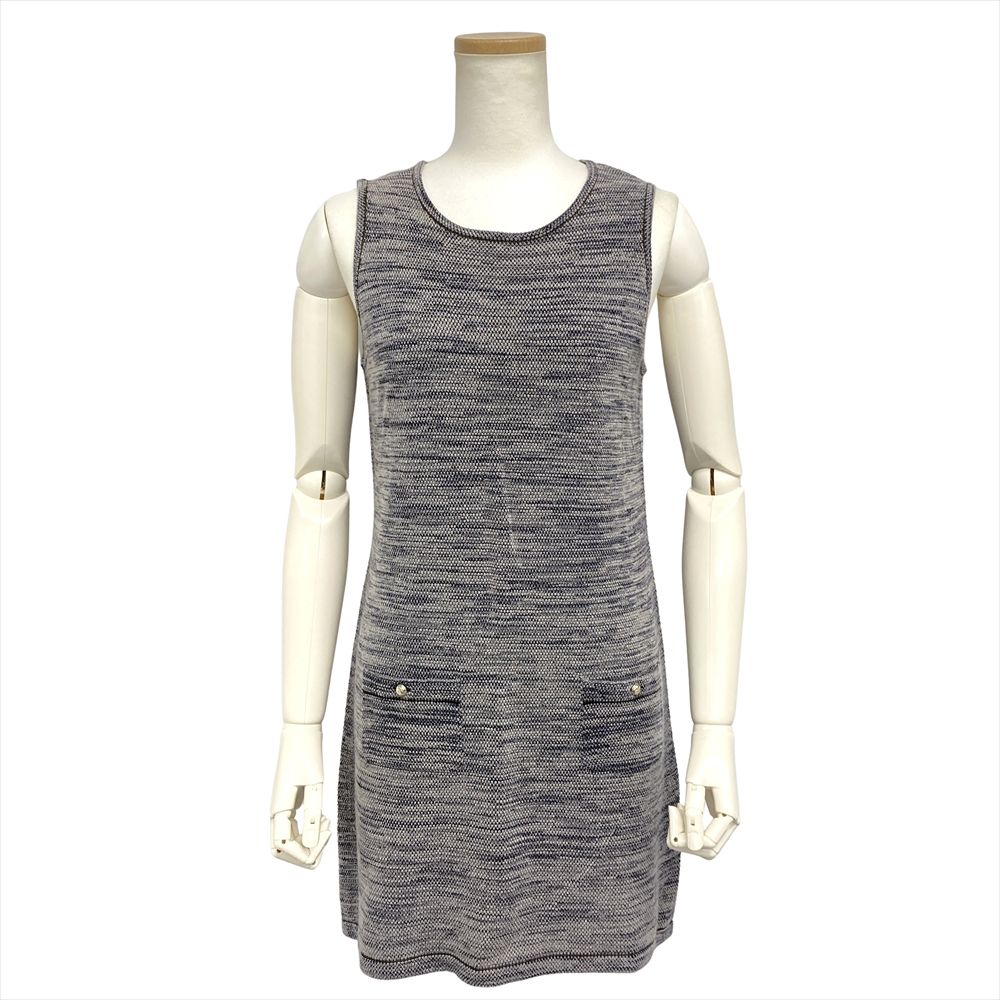 シャネル CHANEL ココボタン ノースリーブ ワンピース シルク カシミヤ