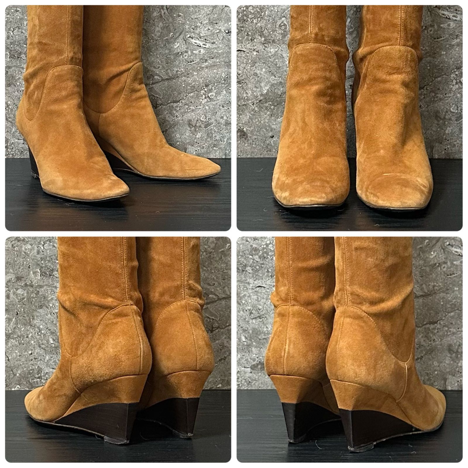 S648 Sergio Rossi セルジオロッシ スエード ストレッチ ロングブーツ