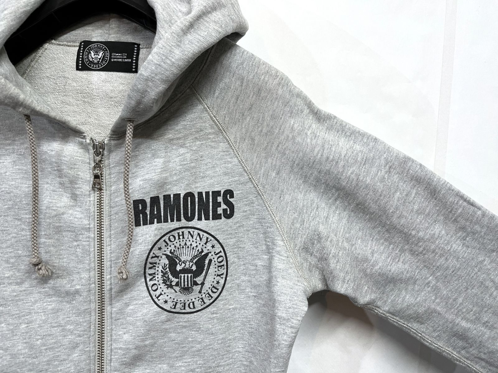 ヒステリックグラマー RAMONES ジップアップスウェット HYSTERIC GLAMOUR × RAMONES フルジップニットパーカー ピンク Mサイ