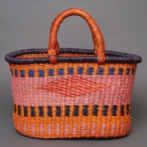 アフリカ ブルキナファソ 楕円 マルシェバスケット カラー Lサイズ No