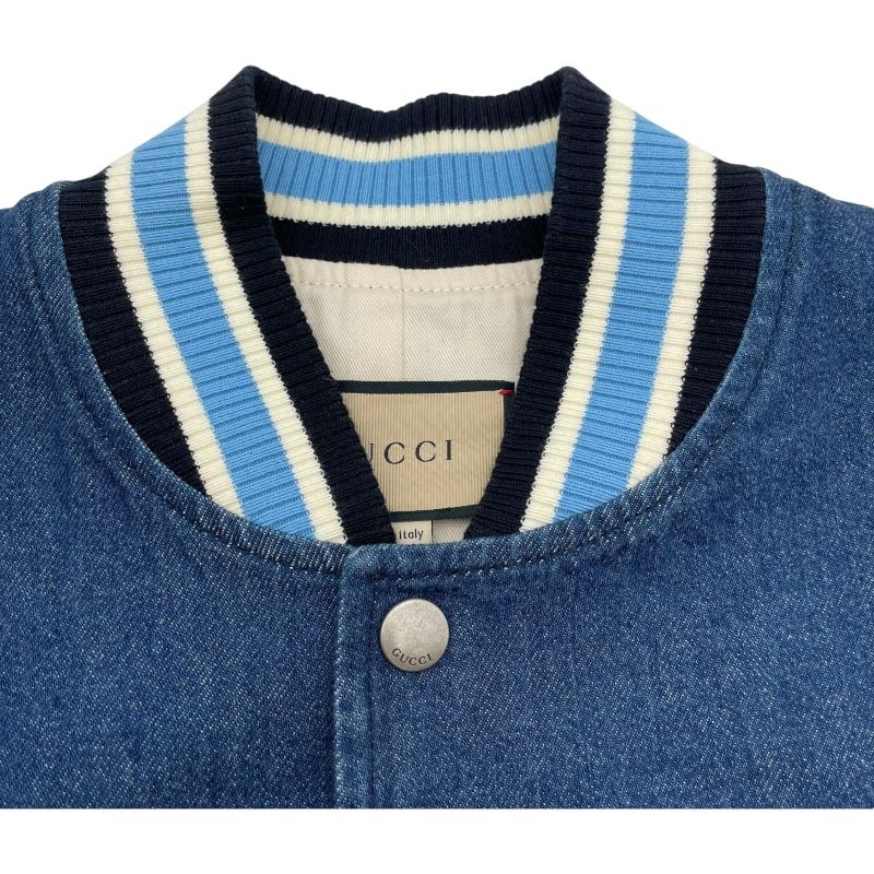 グッチ GUCCI デニム切替スタジアムジャケット 783819 ブルー コットン