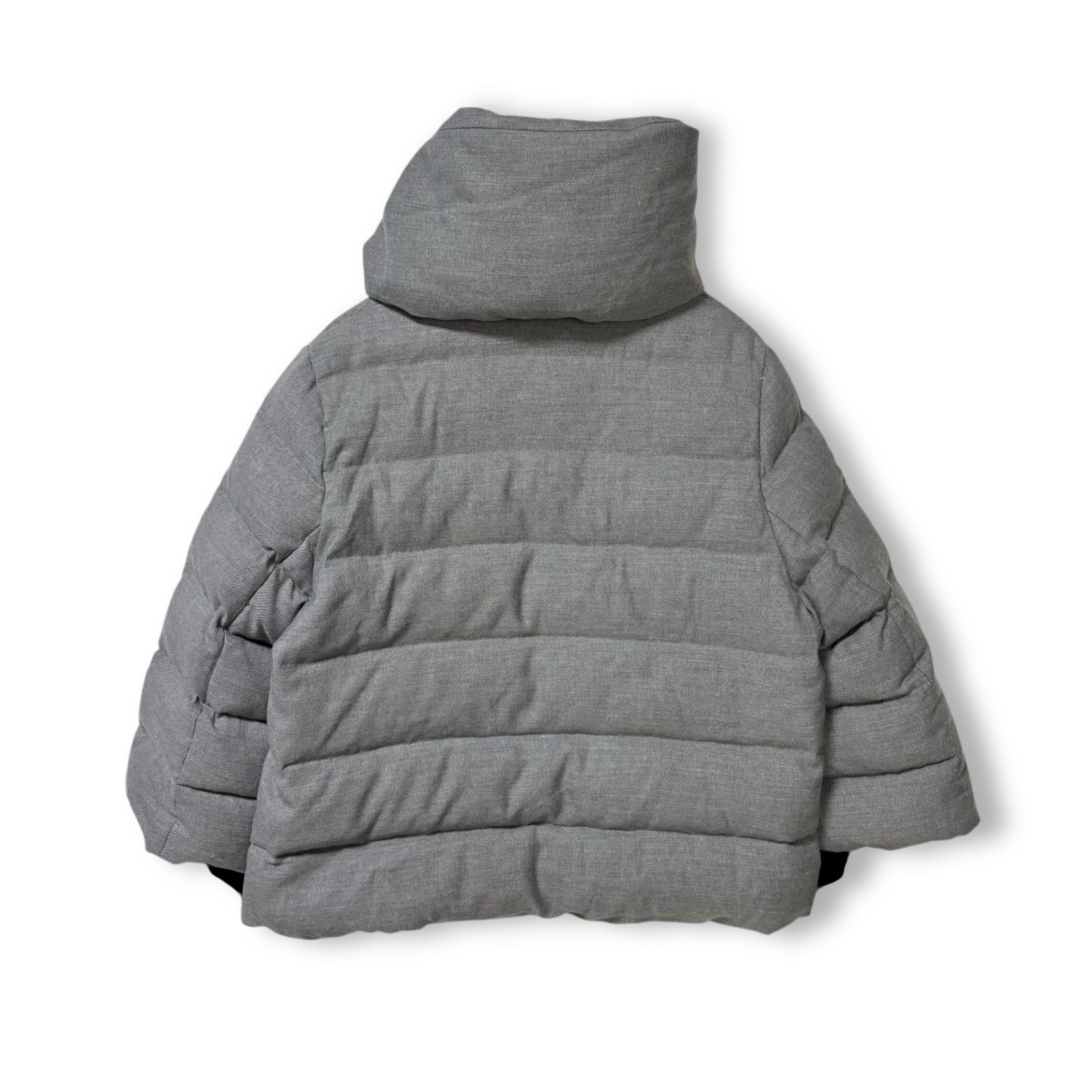 未使用級✨️INED イネド ダウンジャケット ショールカラー グレー L 短丈 ショート丈 ショールカラーフードダウンコート｜INED（イネド