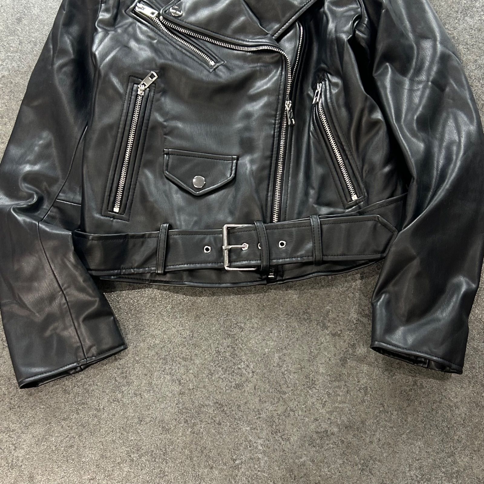 ZARA ザラ ライダースジャケット ダブルフェイクレザージャケット