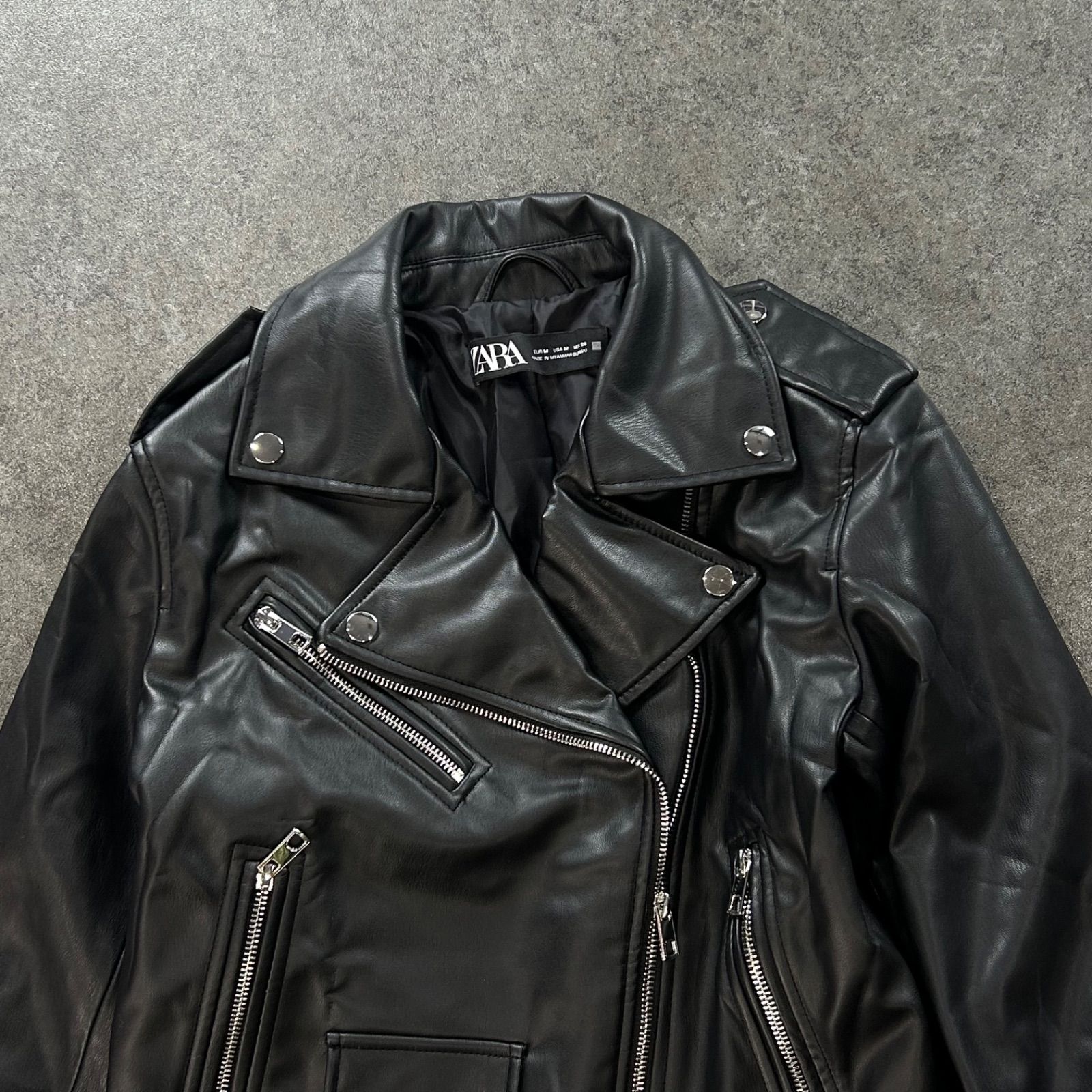 ZARA ザラ ライダースジャケット ダブルフェイクレザージャケット