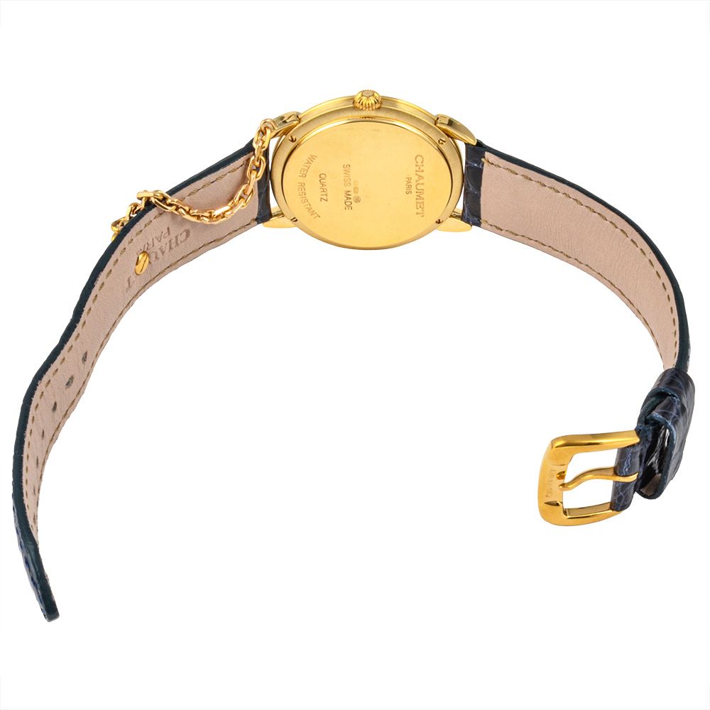 ショーメ CHAUMET グリフィス デイト 腕時計 ホワイト文字盤 K18YG 金無垢 1Pダイヤ レディース【中古】 ショーメ CHAUMET グリフィス デイト 腕時計 ホワイト文字盤 K18YG 金