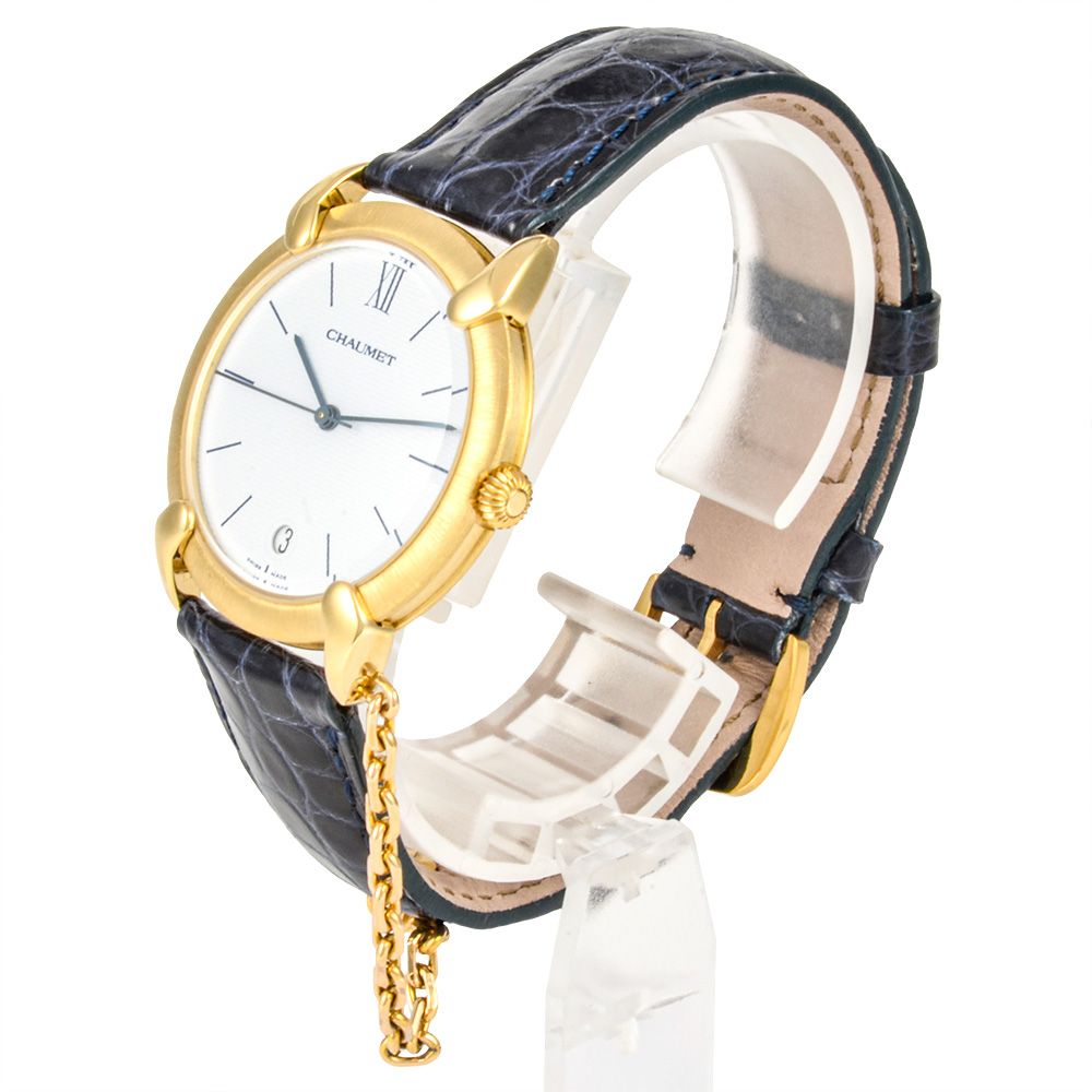 ショーメ CHAUMET グリフィス デイト 腕時計 ホワイト文字盤 K18YG 金無垢 1Pダイヤ レディース【中古】 ショーメ CHAUMET グリフィス デイト 腕時計 ホワイト文字盤 K18YG 金