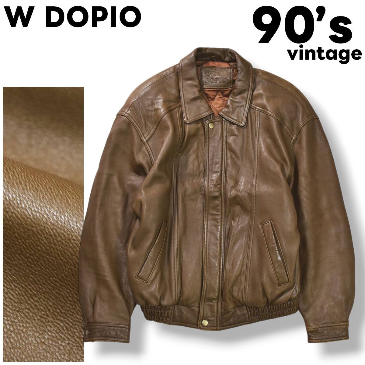 90s ヴィンテージ W DOPIO 羊革 ラム レザー ジャケット 革ジャン 