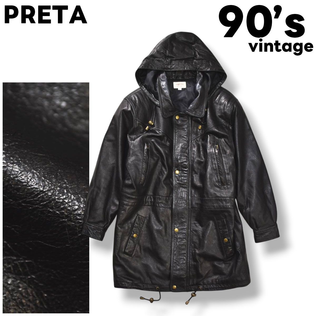 本革】 90s ヴィンテージ プレタ PRETA 羊革 中綿 ラム レザー