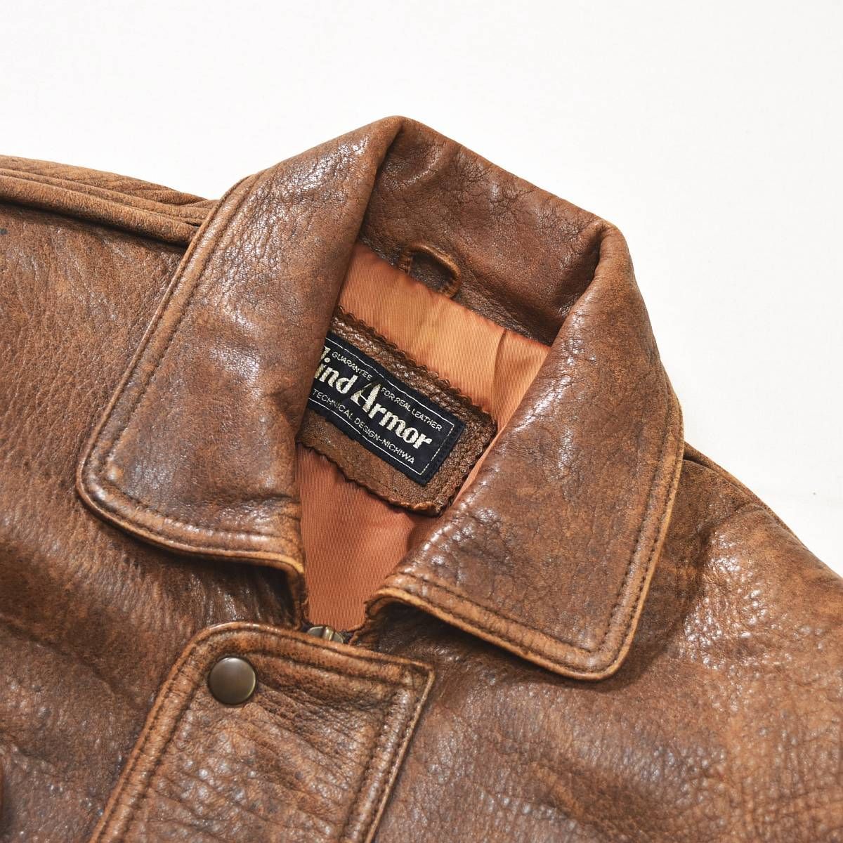 90's Vintage ラムレザー ボンバージャケット メンズL ブラウン 90s ヴィンテージ ウィンドアーマー WindArmor 羊革 ラム レザー