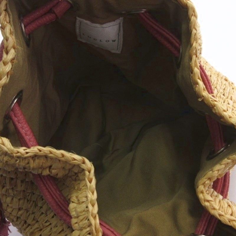 ラドロー LUDLOW ラフィア 巾着 ショルダーバッグ ベージュ □TC