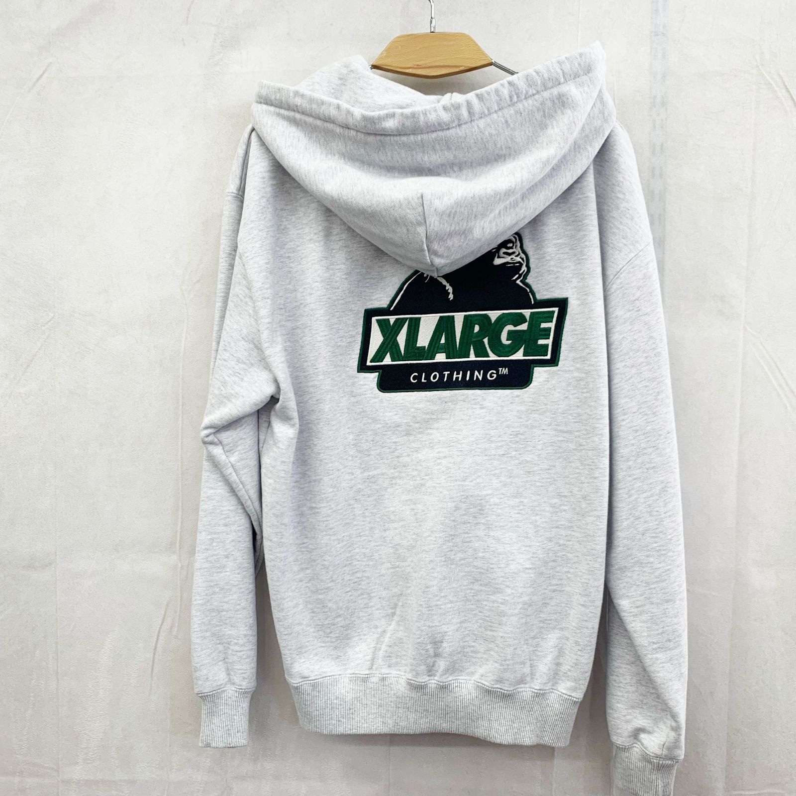 XLARGE」 ジップアップパーカー M グレー MEN ZIP HOODED OG LOGO 