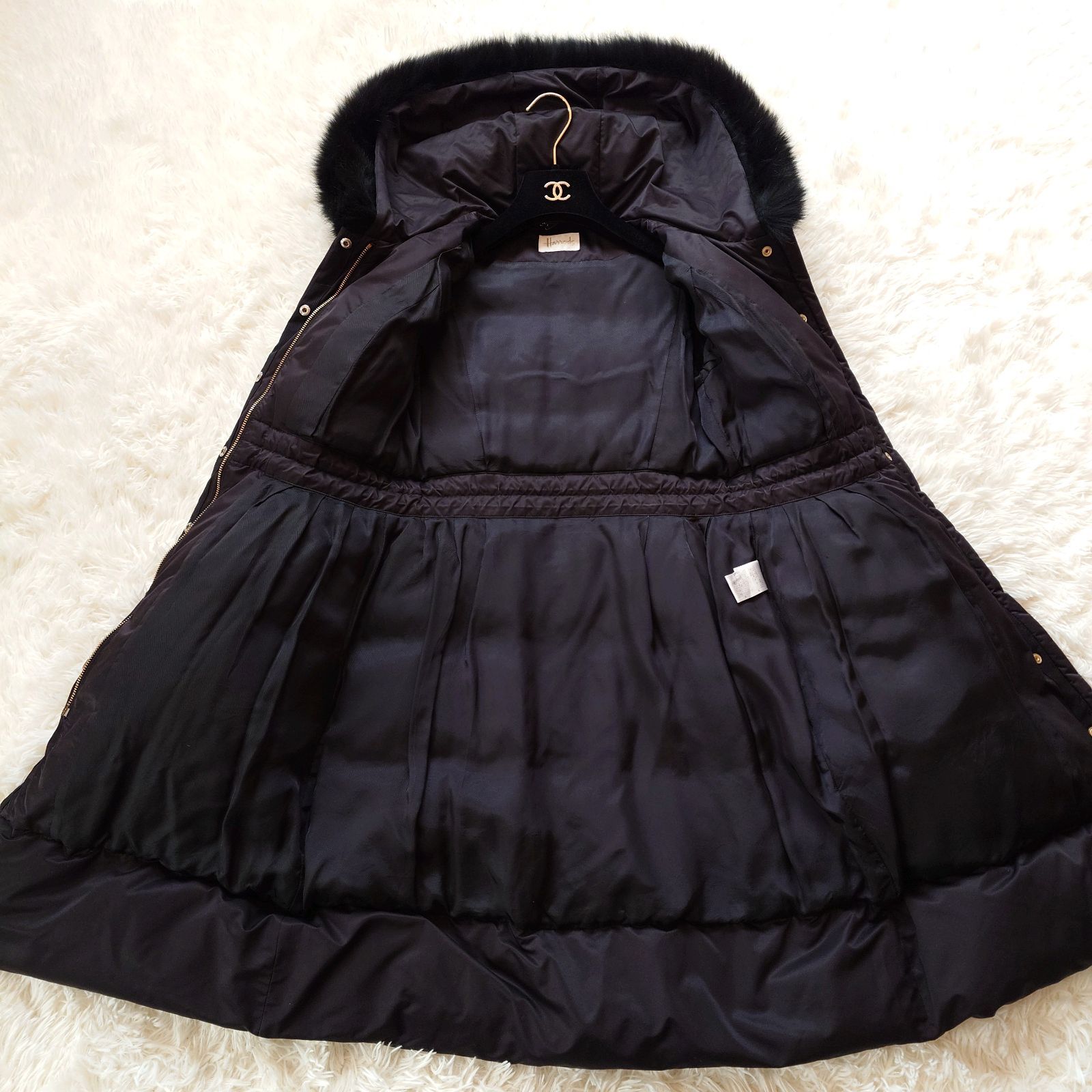 ハロッズ Harrods ロング ダウンコート ダウンジャケット フォックス