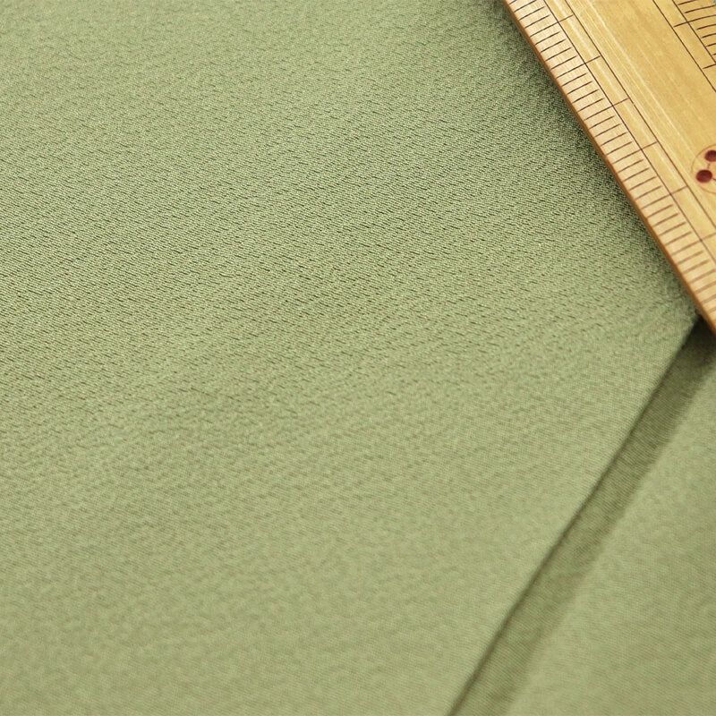色無地 無地着物 一つ紋 しつけ糸 袷 レディース 正絹 抹茶色 無地 丸