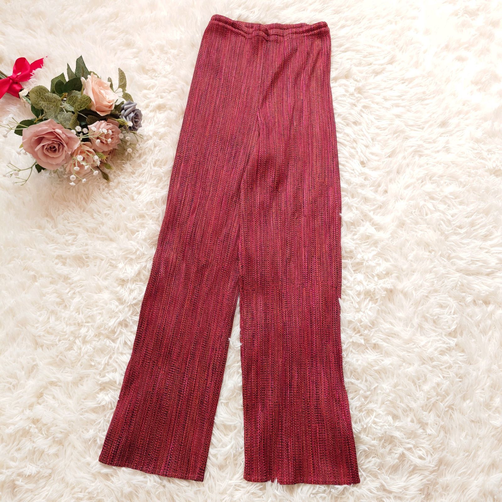 PLEATS PLEASE プリーツパンツ　ボルドー プリーツプリーズ PLEATS PLEASE イッセイミヤケ ISSEY MIYAKE PP