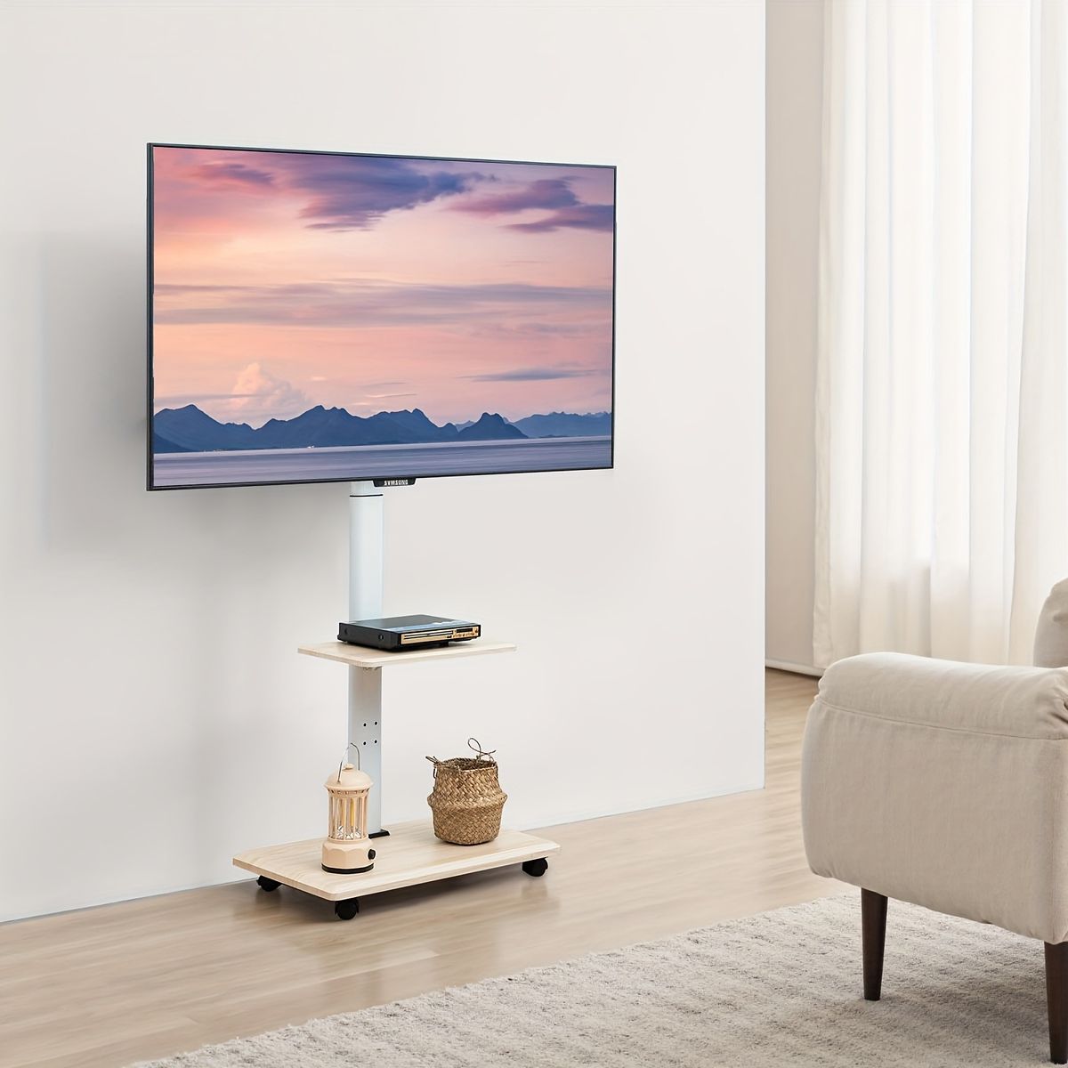 26～65型対応】壁寄せTVスタンド キャスター付き 高さ調整 回転可能