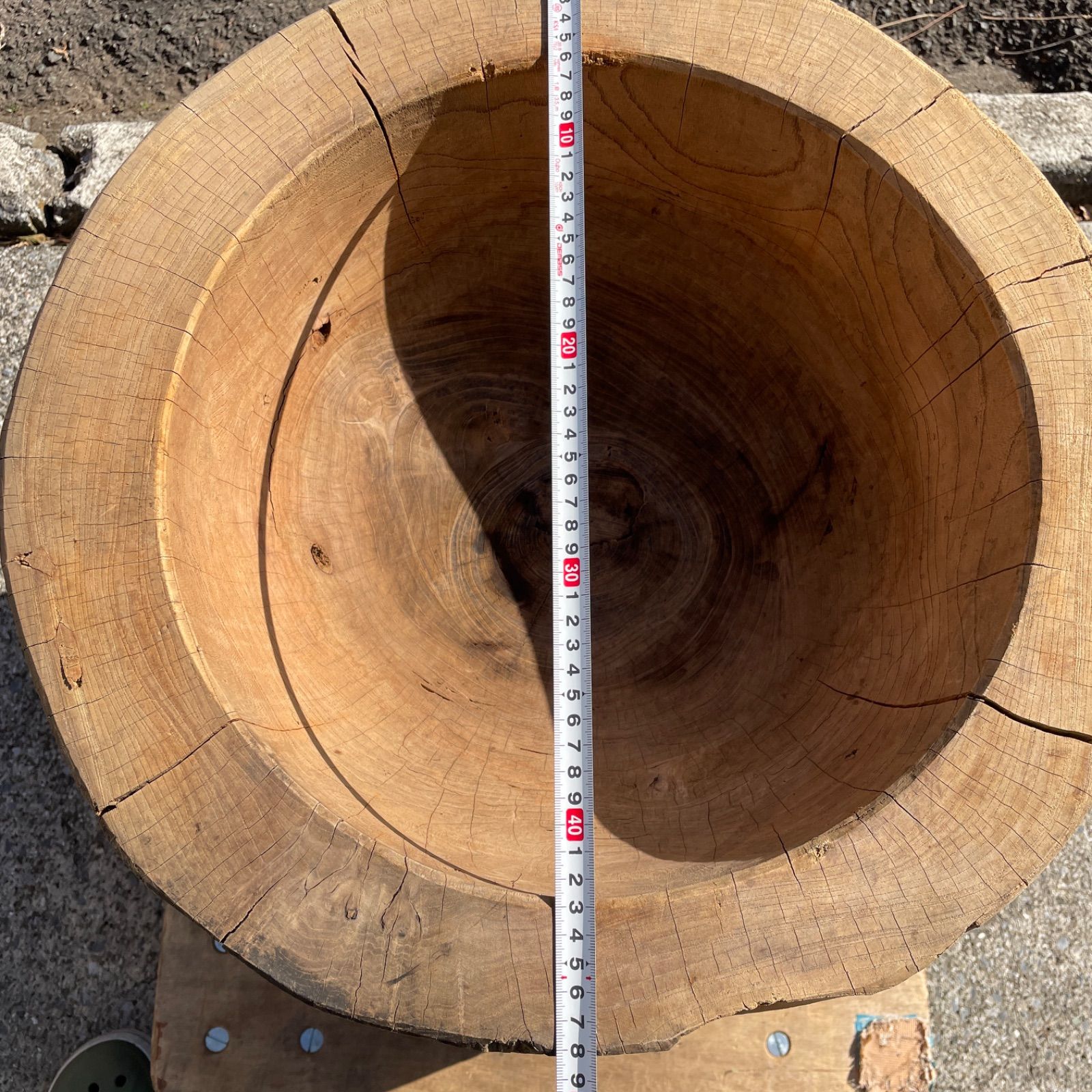 臼・うす・ウス・欅臼・餅つき臼 3升臼 杵2本セット 横浜から50kmほど