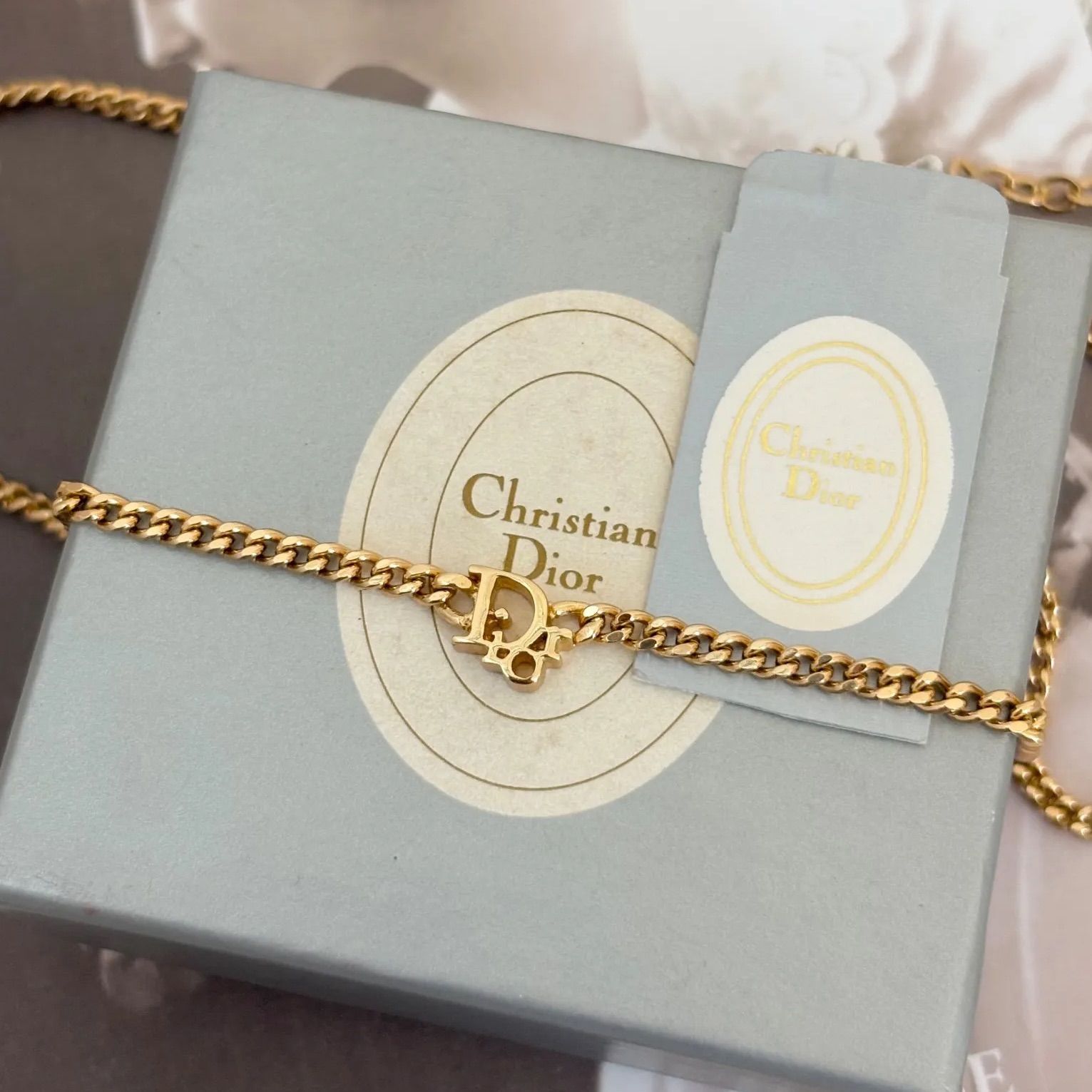 箱付き】【未使用品】クリスチャンディオール ネックレス CDロゴ