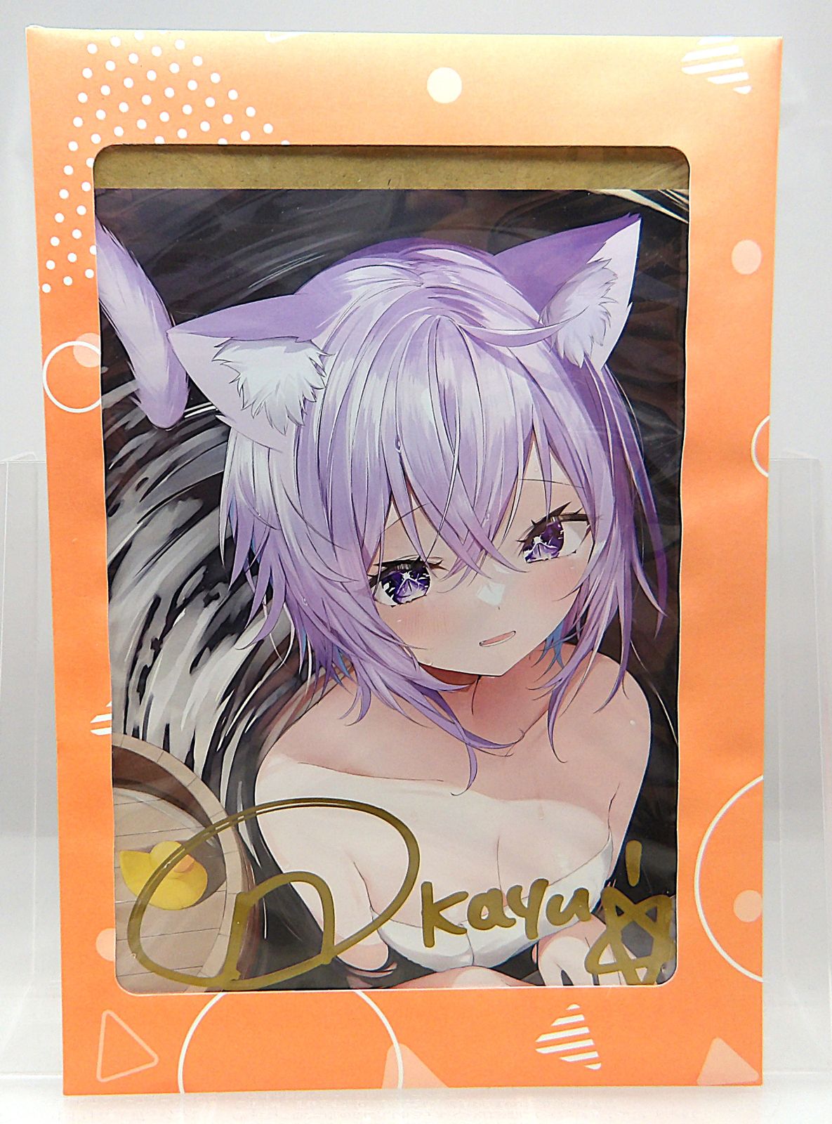 中古】猫又おかゆ 直筆サイン入り神岡ちろる描き下ろしポストカード