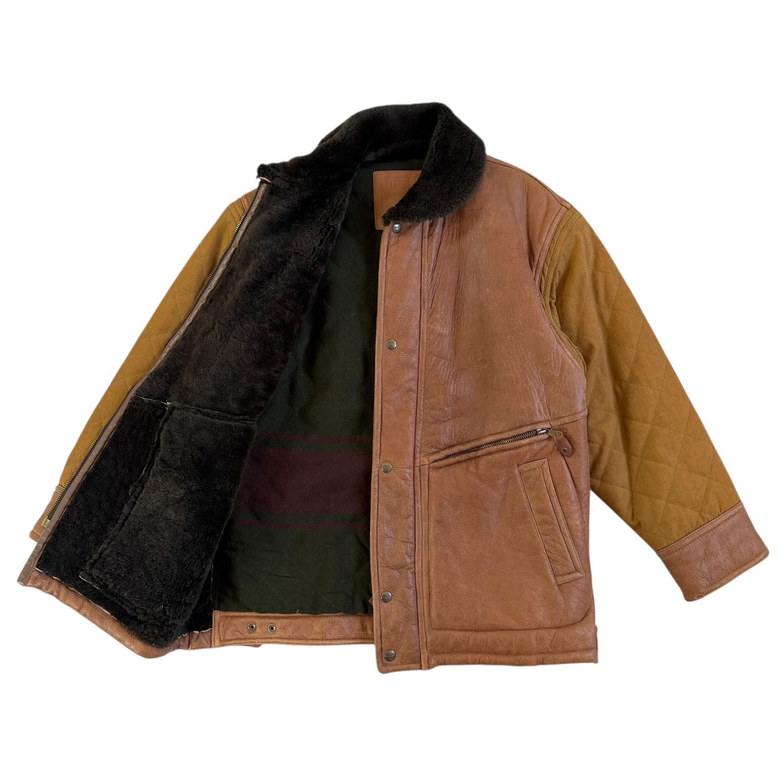 アイスバーグ ニット切り替え ムートンコート ブラウン系 イタリア製 M