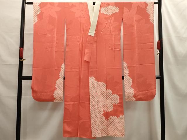 平和屋着物□振袖用長襦袢 無双仕立て 絞り 舞葉文 正絹 逸品