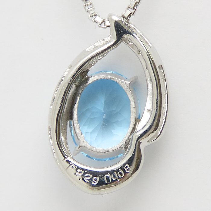 早い者勝ち! 天然ロンドンブルートパーズ ダイヤモンド PT850刻 ネックレス ロンドンブルートパーズ ネックレス プラチナ ペンダント レディース