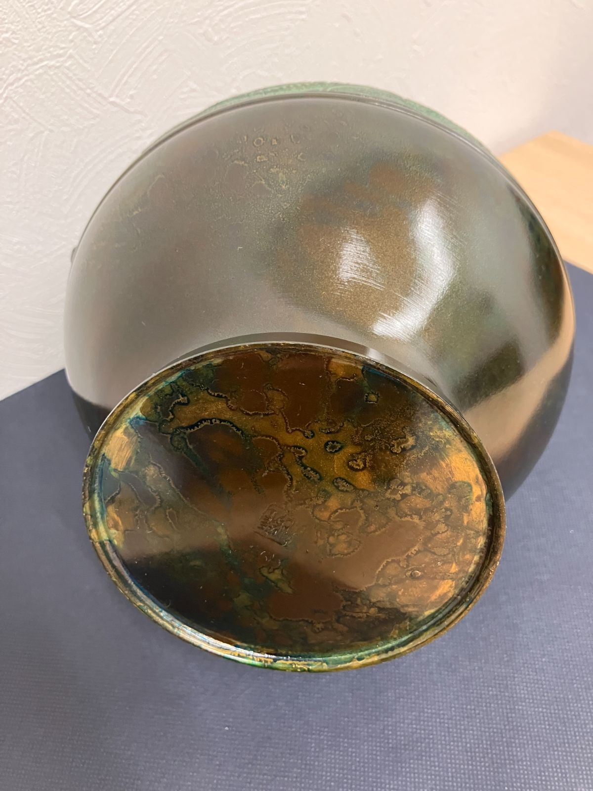 迫力の立体感】龍仙作 青銅製 花瓶 「龍耳雲龍紋」 ドラゴン 銅器 置物 