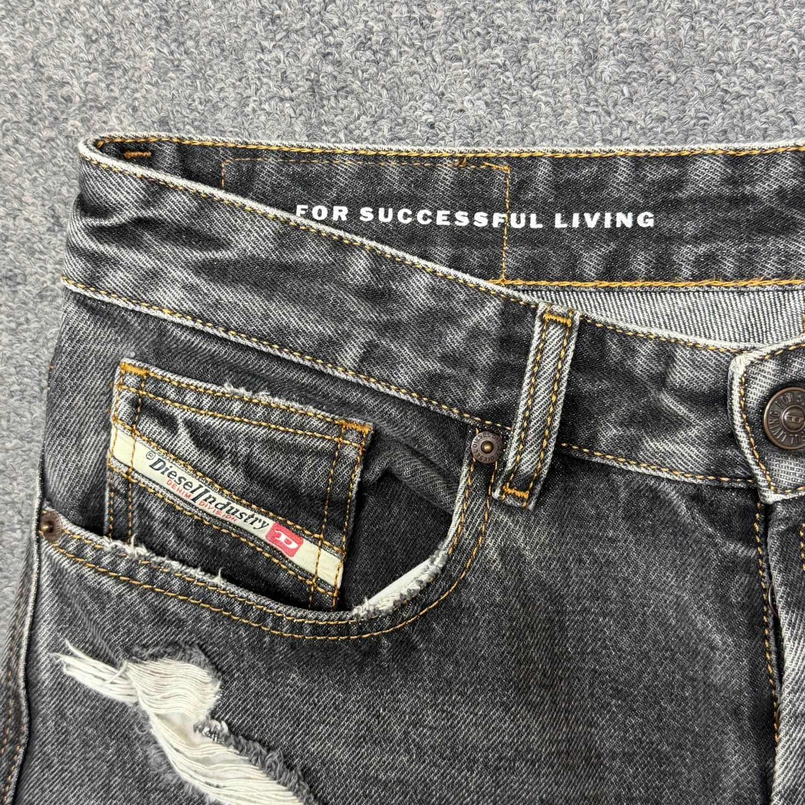 メンズ DIESEL ダメージ加工ワイドデニムパンツ デニムパンツ 