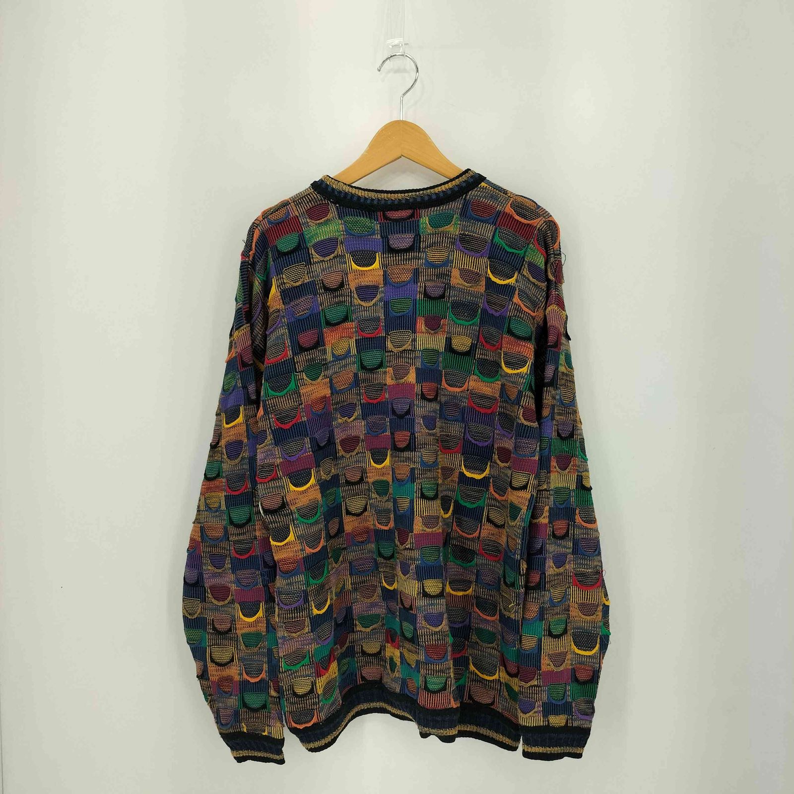 ツンドラ tundra 3D 立体編み マルチカラークルーネックニット メンズ