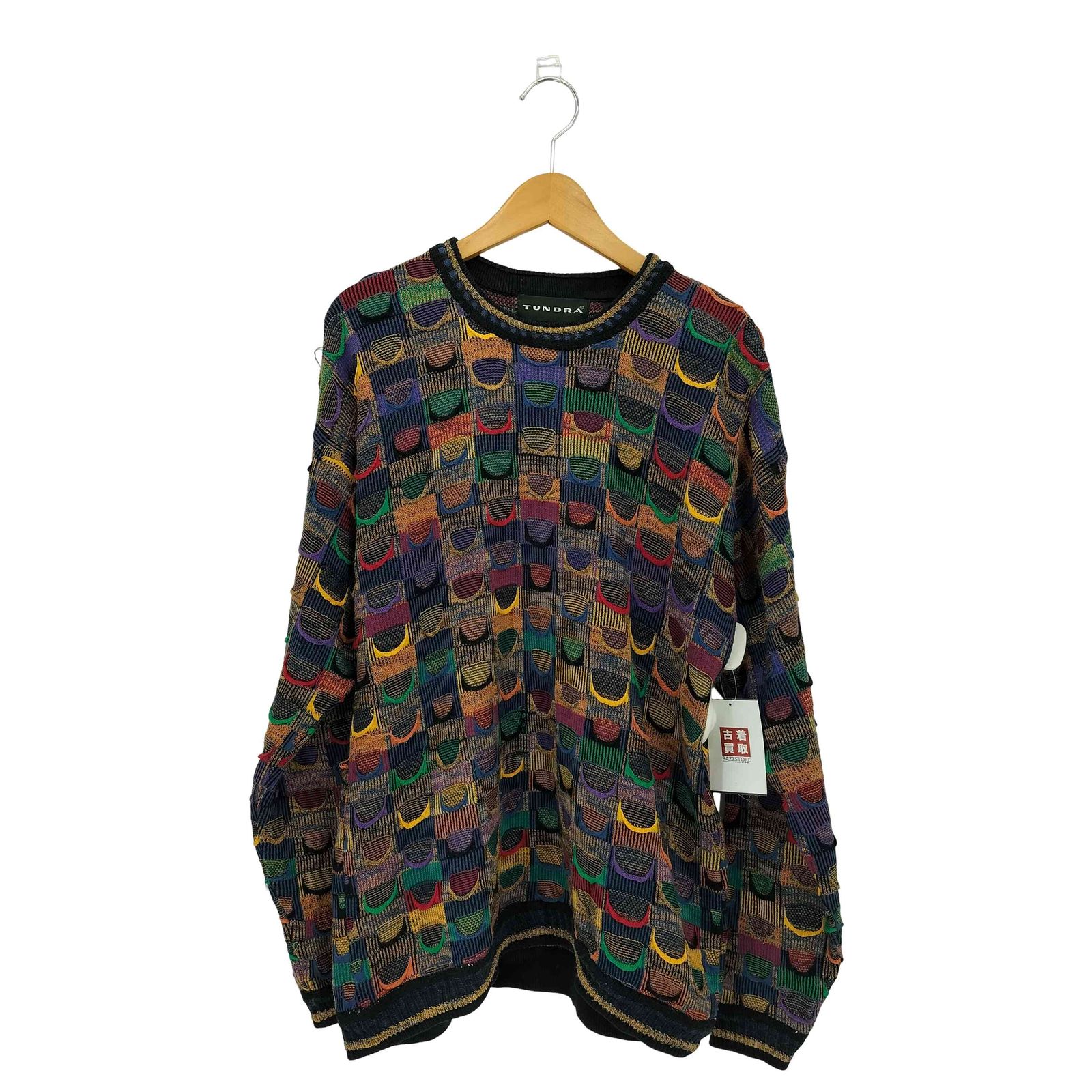 ツンドラ tundra 3D 立体編み マルチカラークルーネックニット メンズ