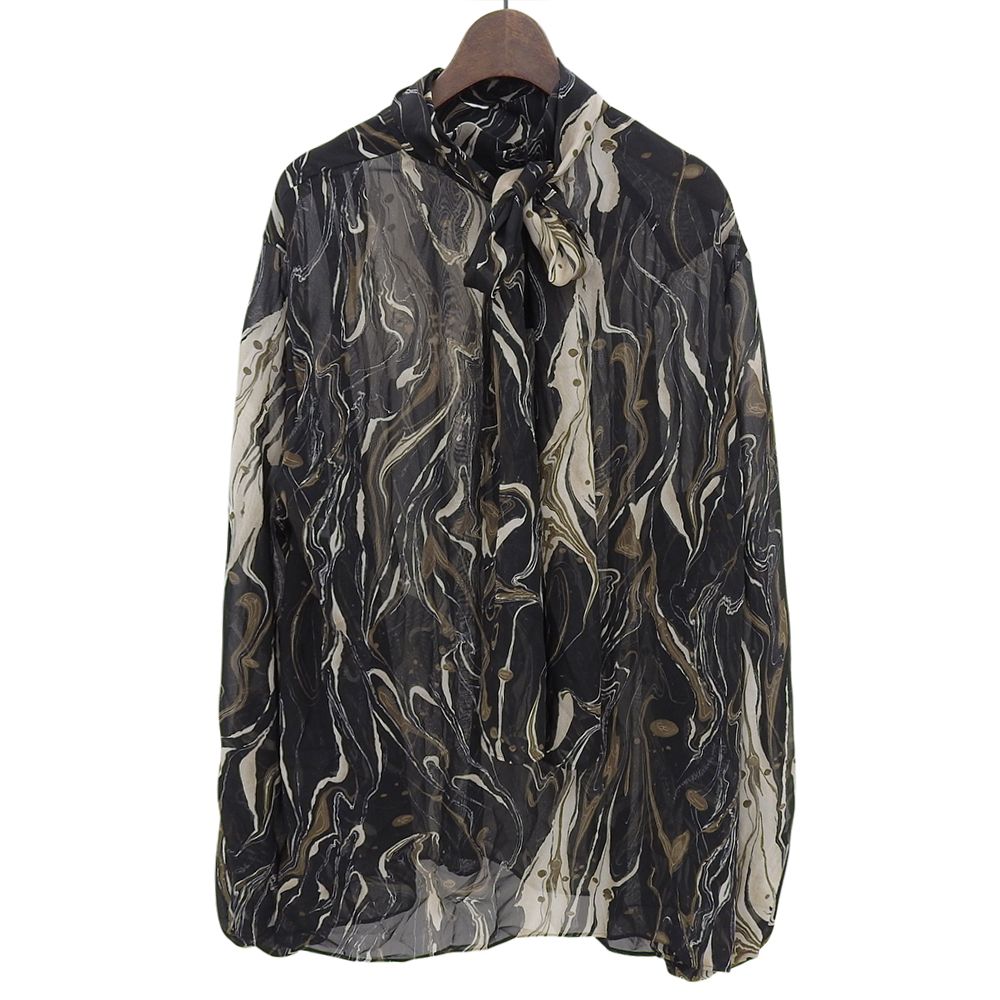 ADORE アドーア 美品 マーブルプリント ボウタイ ブラウス トップス