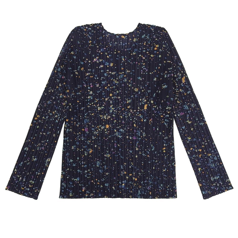 PLEATS PLEASE ネイビー クルーネック長袖カットソー／サイズ3 PLEATS PLEASE ネイビー クルーネック長袖カットソー／サイズ3 PLEATS