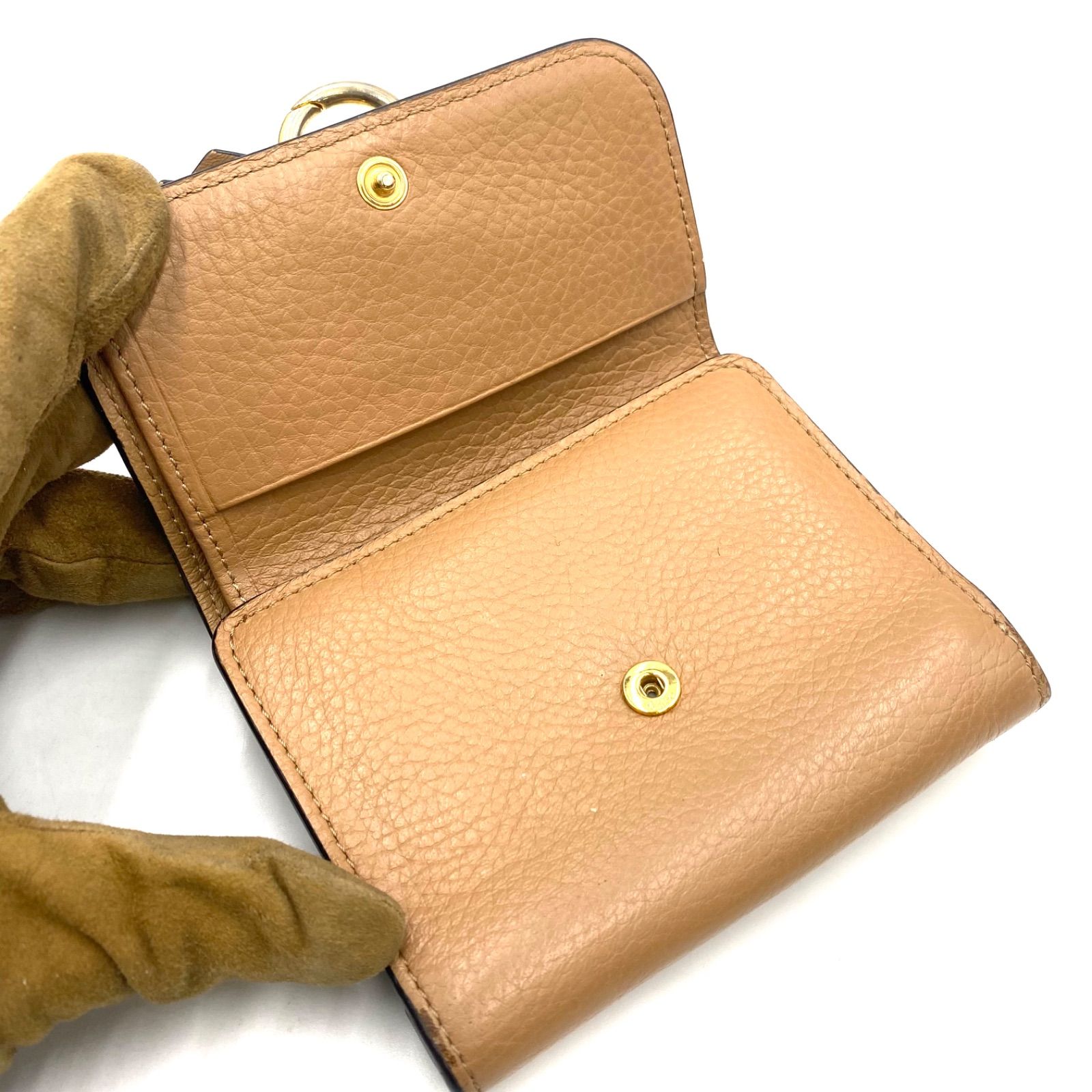 Chloe クロエ 三つ折り 財布 ウォレット レザー ブラウン系 ベージュ系 