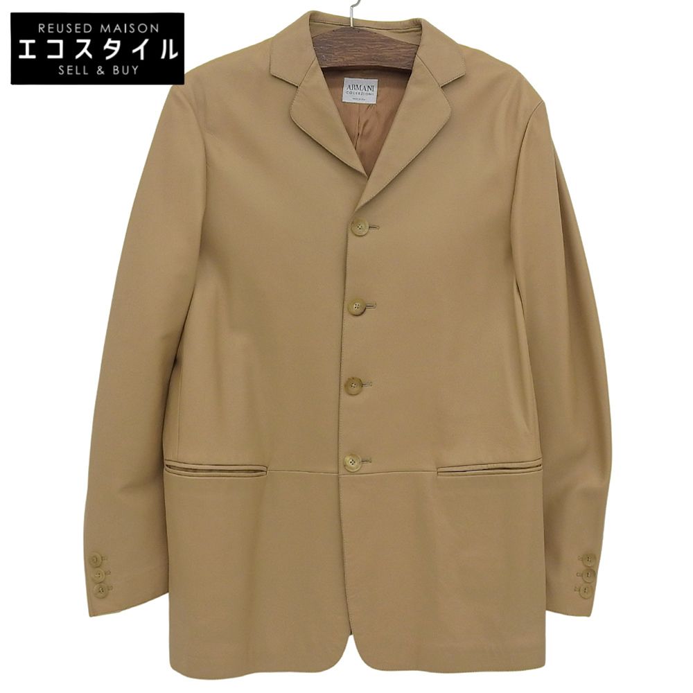 メンズ ARMANI COLLEZIONI アルマーニコレッツォーニ ラムスキン テーラードジャケット メンズ ベージュ 50 50