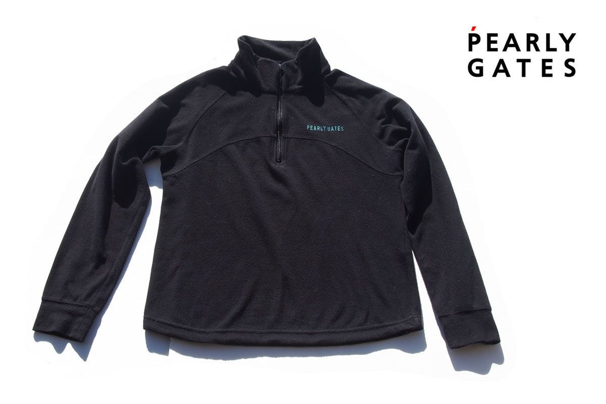 美品　パーリーゲイツ　フリース　ジャケット　ハーフジップ　グレー　黒　M〜L相当 パーリーゲイツ フリースハーフジップジャケット(M)ネイビー ロゴワン