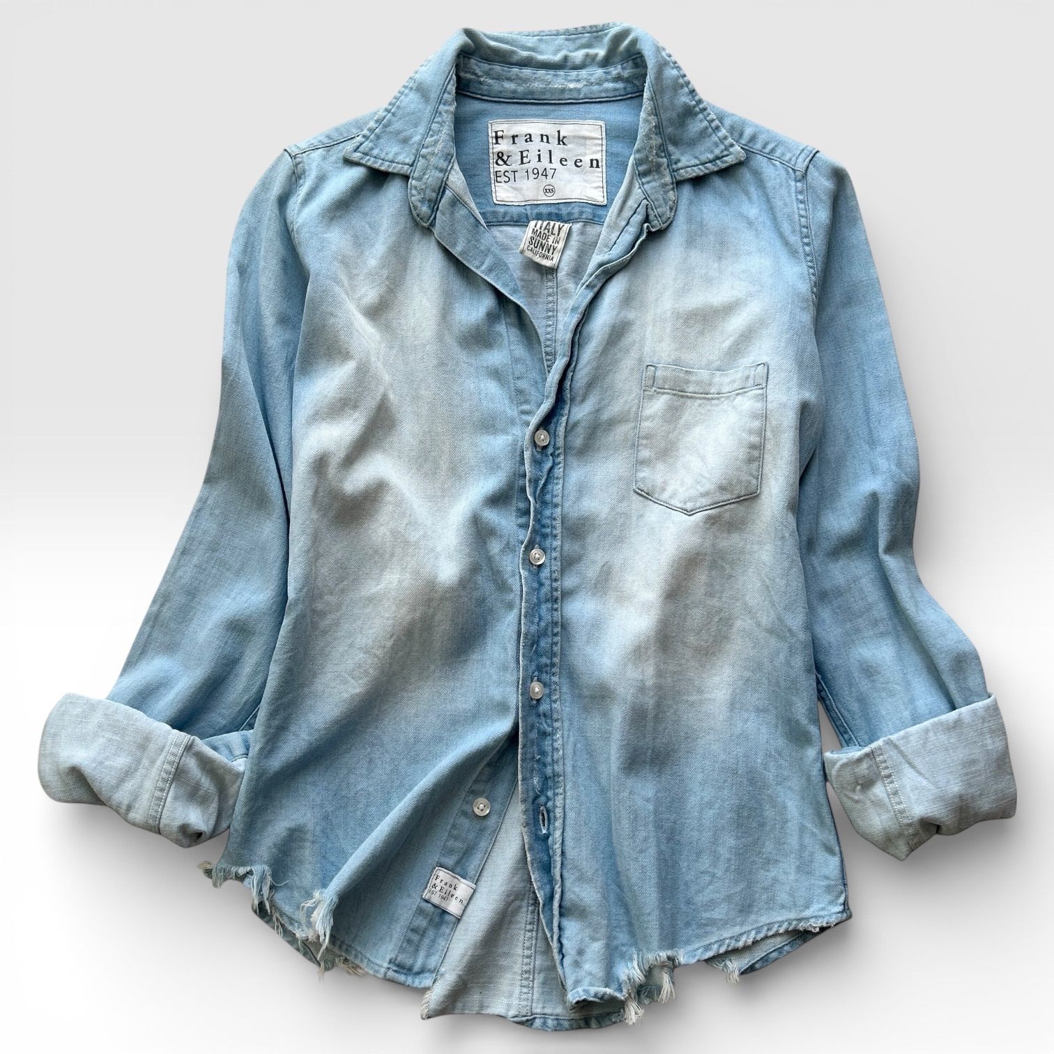 FRANK&EILEEN WASH INDIGO ダメージ加工 デニムシャツ XXS BARRY 