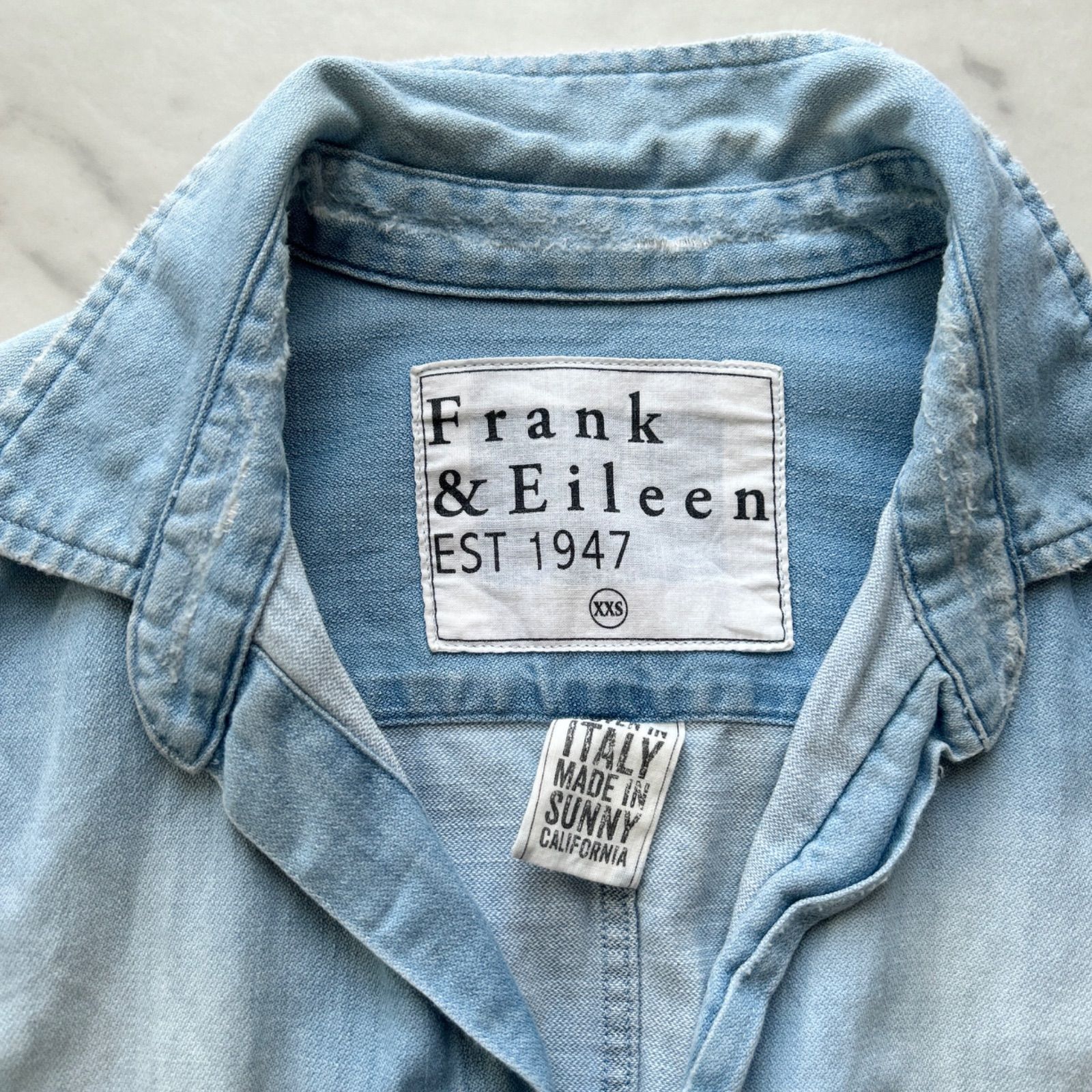 FRANK&EILEEN WASH INDIGO ダメージ加工 デニムシャツ XXS BARRY 