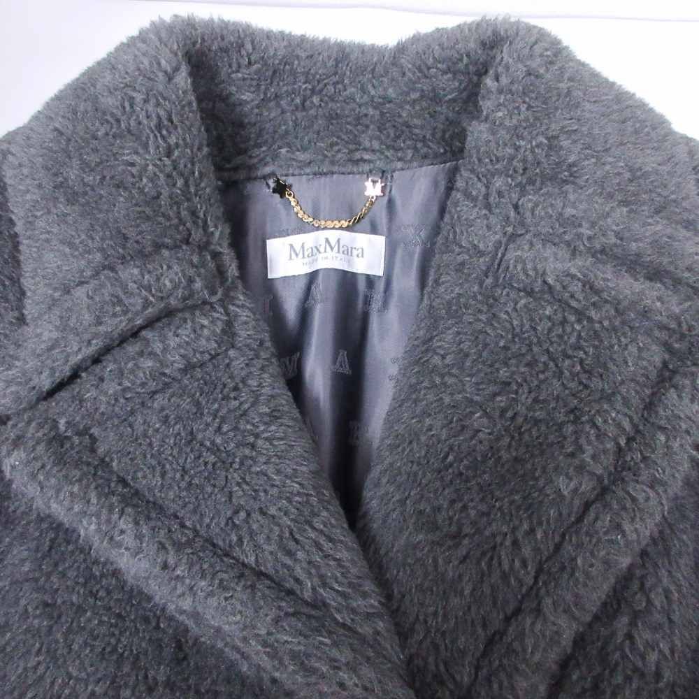 [美品]ボアポンチョ テディベア アルパカ混 シルク混 フード付き グレー 美品]ボアポンチョ テディベア アルパカ混 シルク混 フード付き グレー