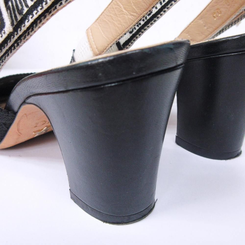 クリスチャンディオール Christian Dior パンプス リボン ロゴ 刺繍