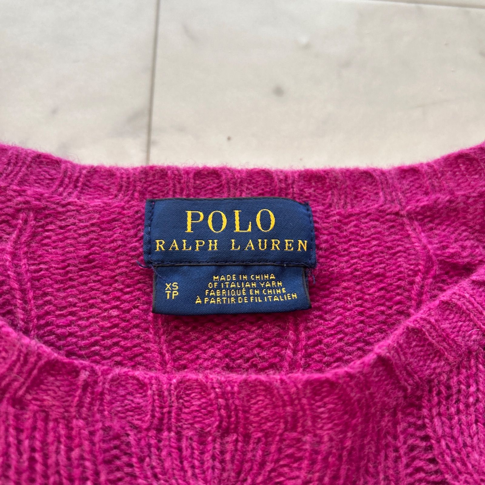 【ポロラルフローレン】現行モデル カシミヤ ウール ケーブルニット ピンク M ポロ ラルフローレン ケーブルニット カシミヤ混 ピンク 現行タグ XS