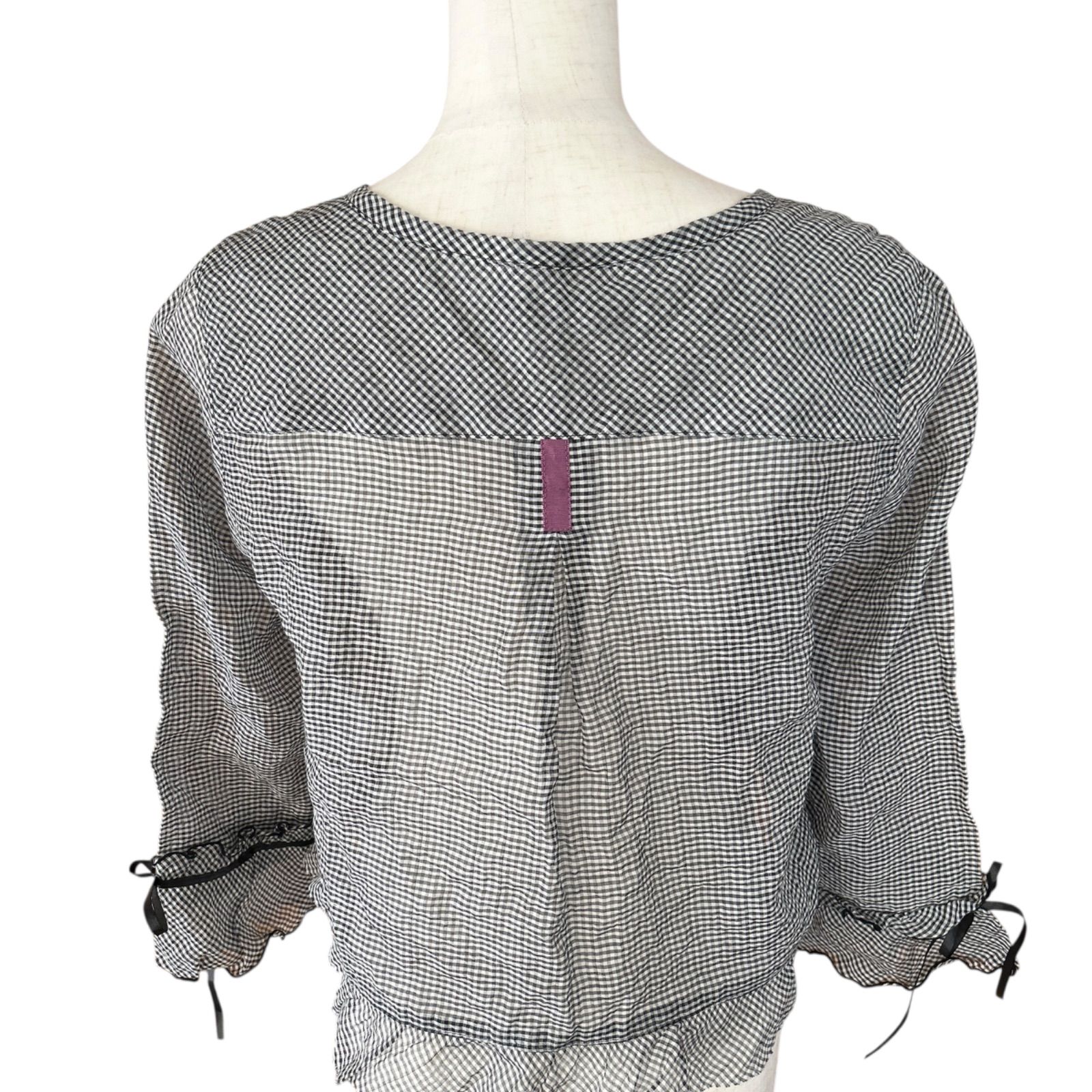 アルベロベロ オレボレブラ 豚さん刺繍ワッペン ブラウス ギンガム