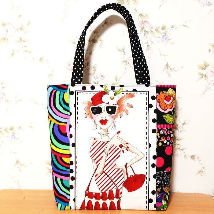 バンドメイドバック　大 ロラライハリス 大きめトートバッグ ロラライハリス ソーイングレディ ハンドメイド