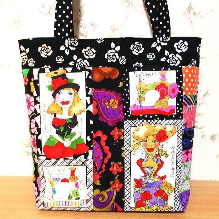 大きめトートバッグ ロラライハリス ソーイングレディ ハンドメイド