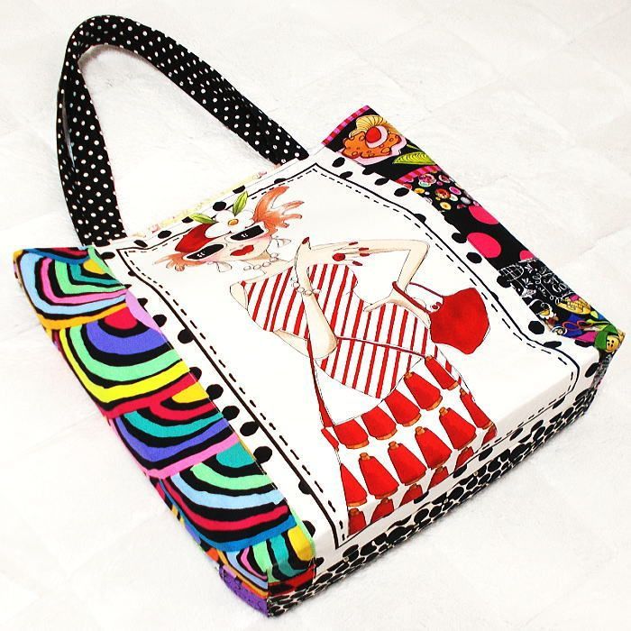 大きめトートバッグ ロラライハリス ソーイングレディ ハンドメイド