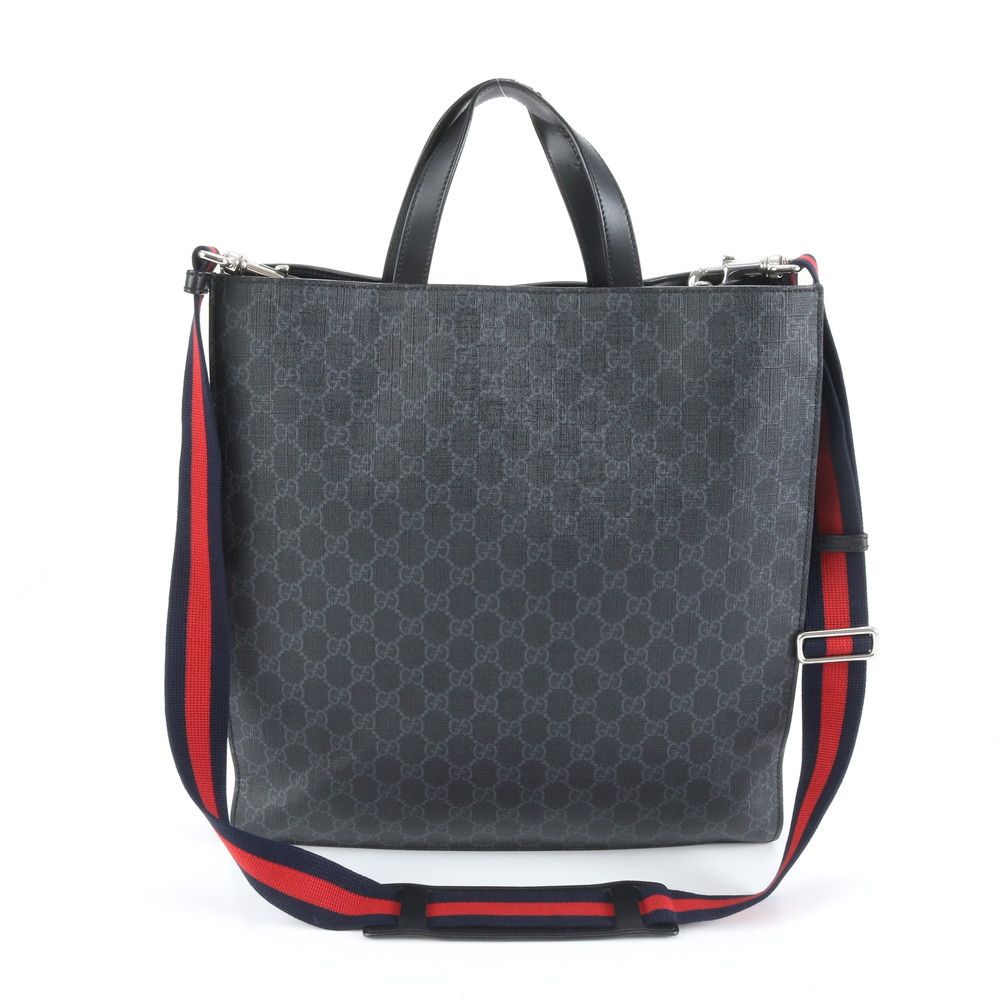 極美品 グッチ GG スプリーム 495559 レザー 2WAY トート バッグ 斜め