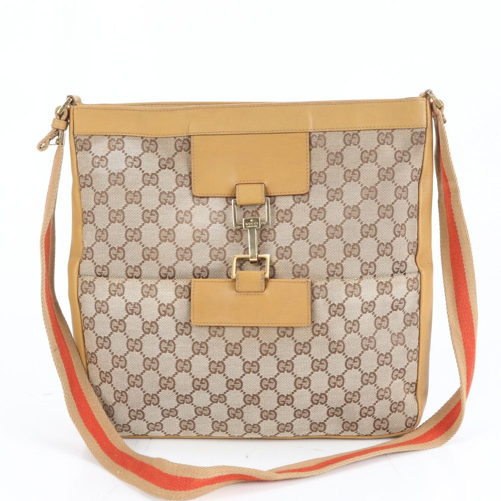 グッチ GG キャンバス 001 4094 レザー ショルダーバッグ 斜め掛け