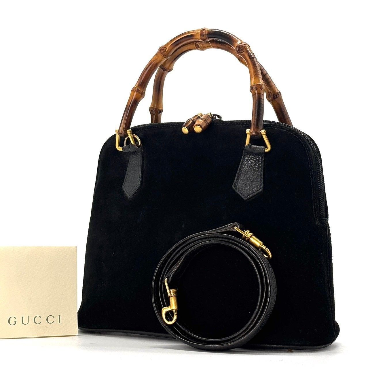 静かに品格をまとう✨ GUCCI バンブー ショルダーバッグ 2WAY スエード 