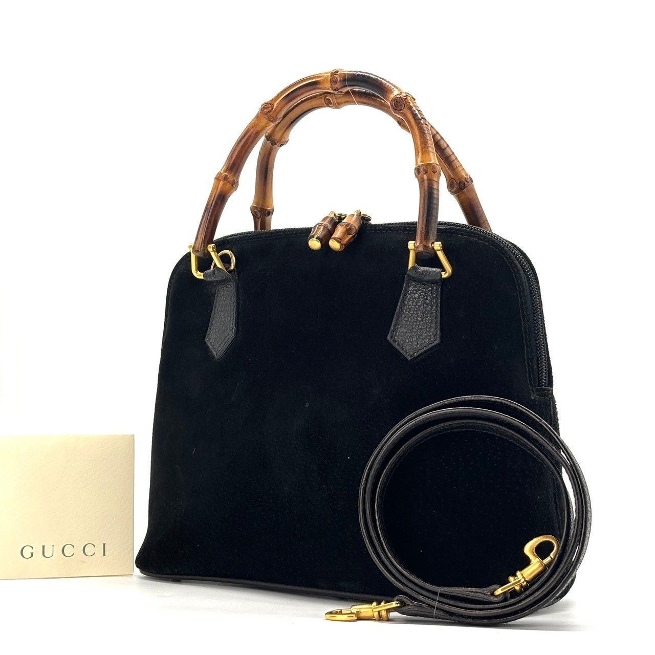 静かに品格をまとう✨ GUCCI バンブー ショルダーバッグ 2WAY スエード 